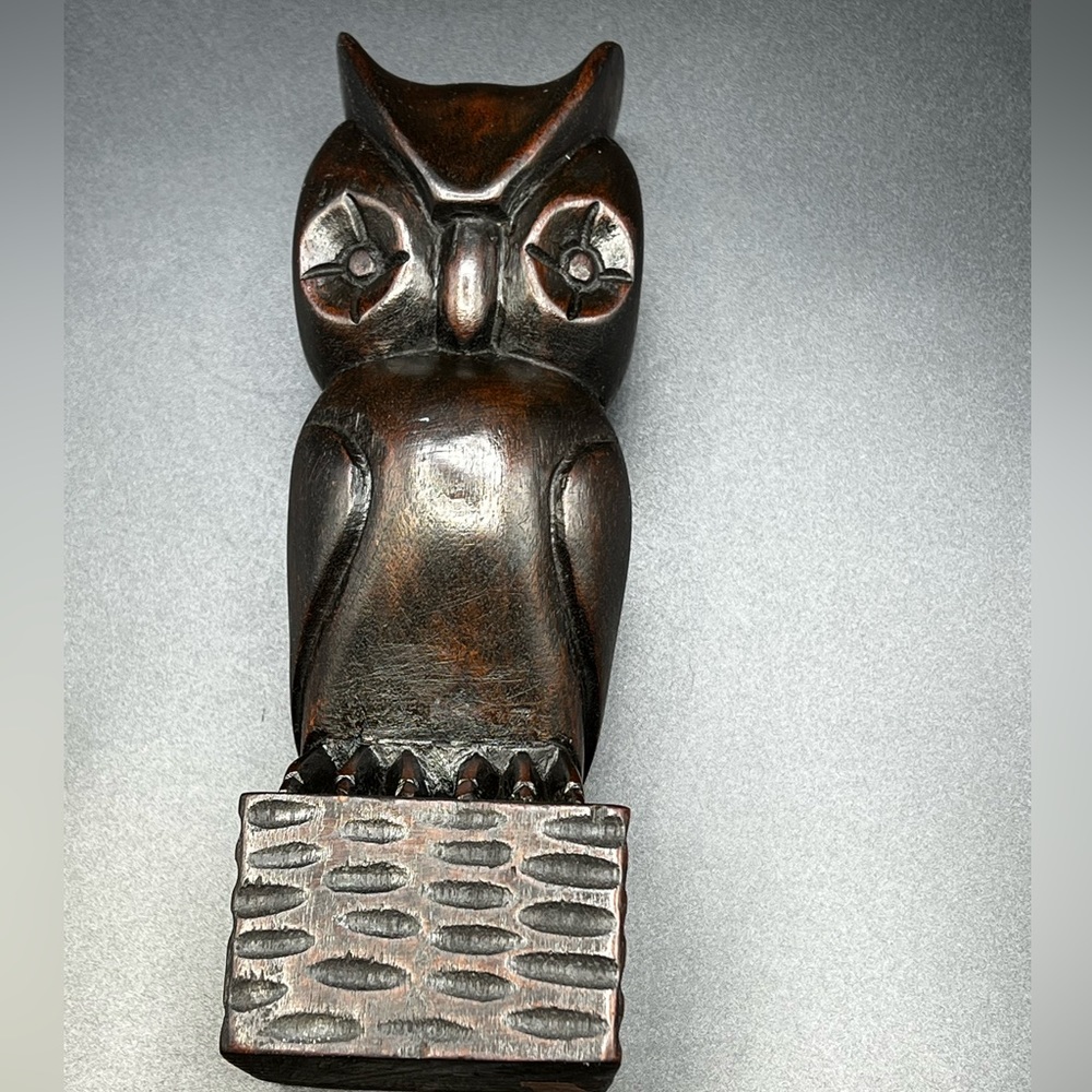 Hardwood Hand Carver Owl Made In Honduras Garifuna Tribe Signed C. A